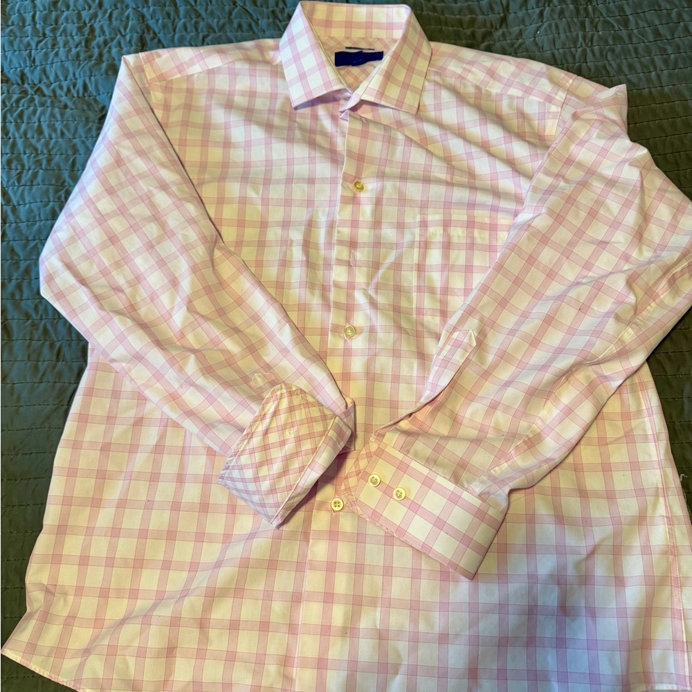 Egara Pink and White Checkered Dress Shirt